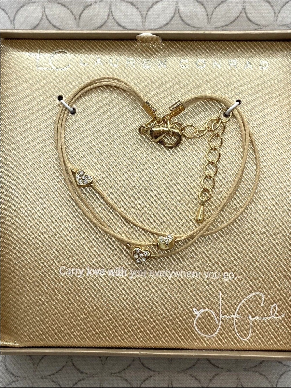 ⭐️ LC Lauren Conrad Black Multi-Strand Bracelet with Gold Hearts